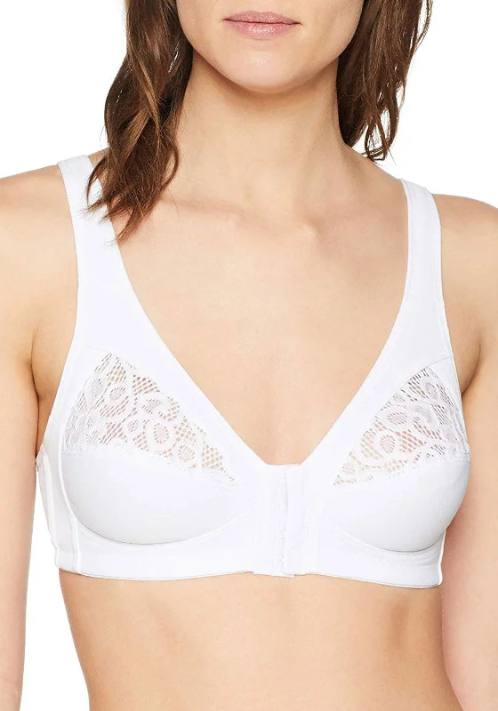 Naturana Non-Padded Front Fastening Bra, White