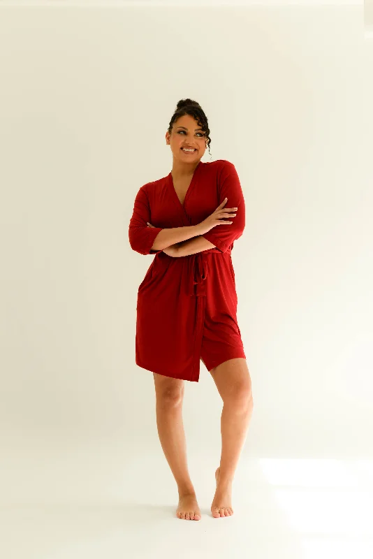 Sophia Bamboo Robe in Ruby