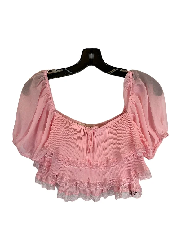 Pink Top Short Sleeve Clothes Mentor, Size S