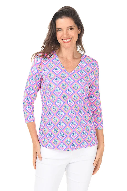 Palm Diamonds Classic UPF50+ V-Neck Top