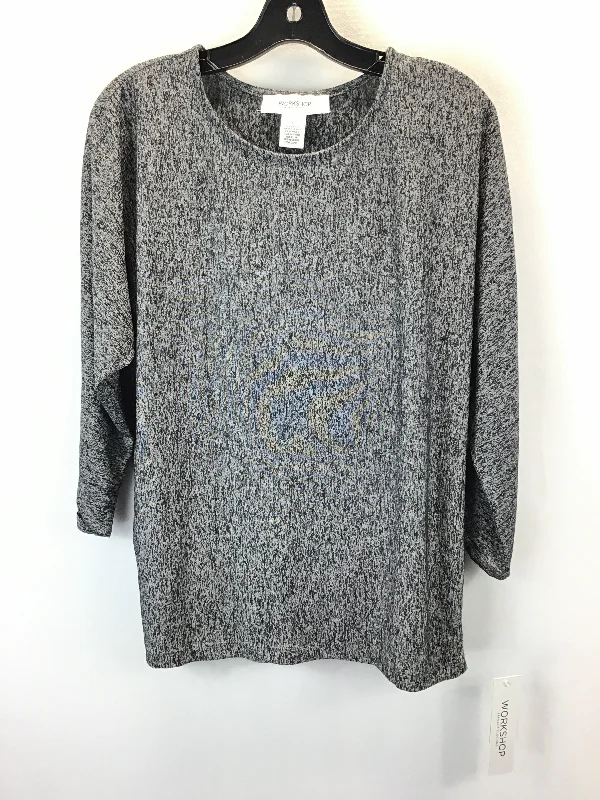 Top 3/4 Sleeve By Workshop In Grey, Size: L