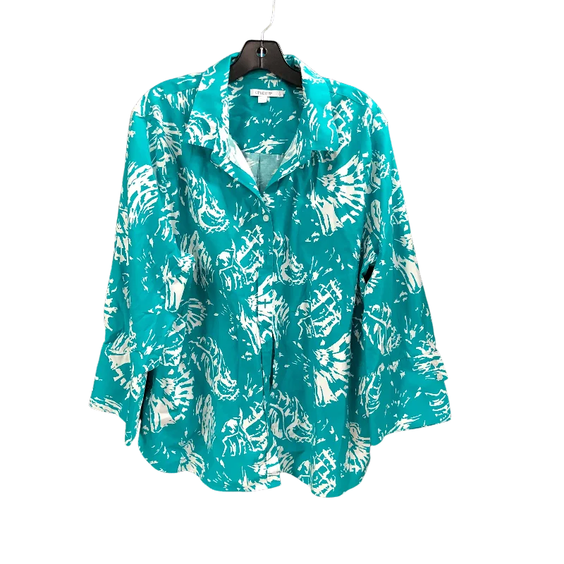 Top Long Sleeve By Chicos In Teal, Size: Xxl