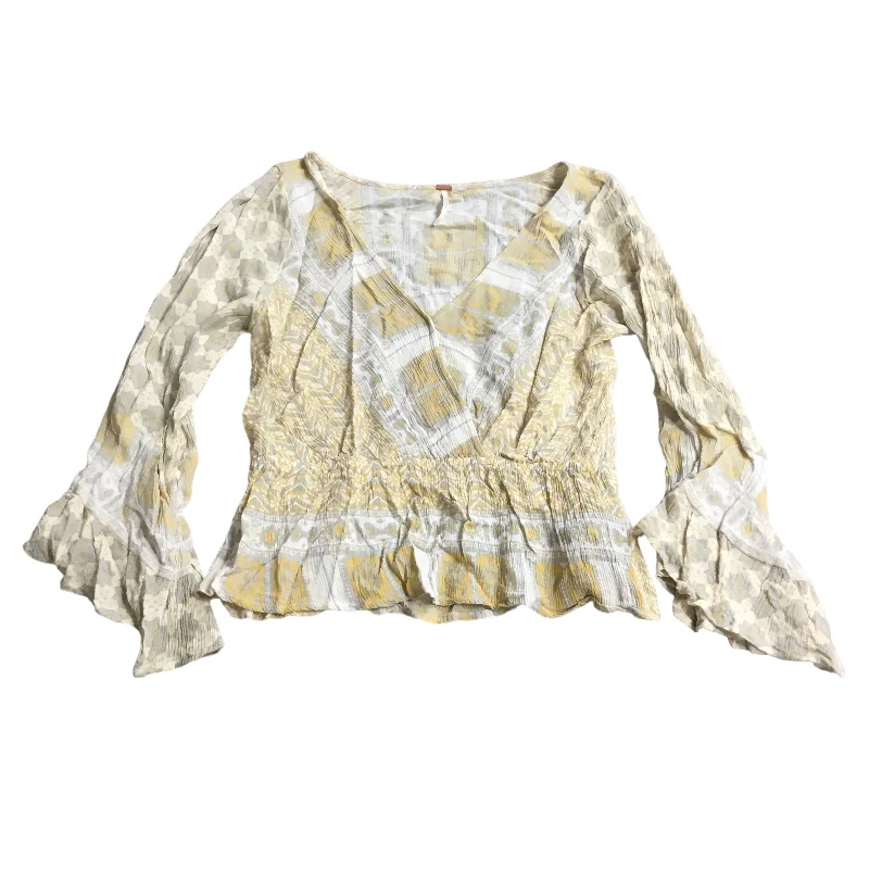 Top Long Sleeve By Free People In Yellow, Size: S