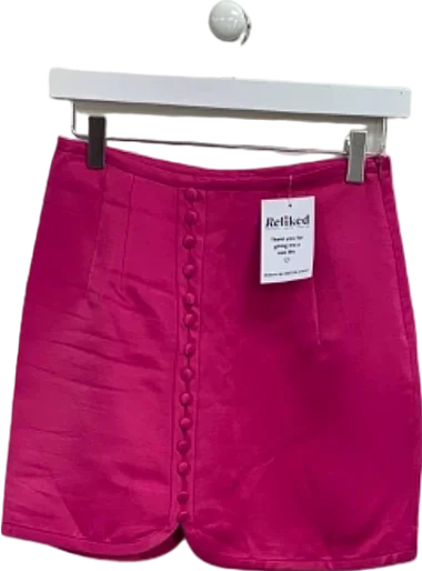 (Zara) (Pink) (Button-Front Mini Skirt) (UK XS)