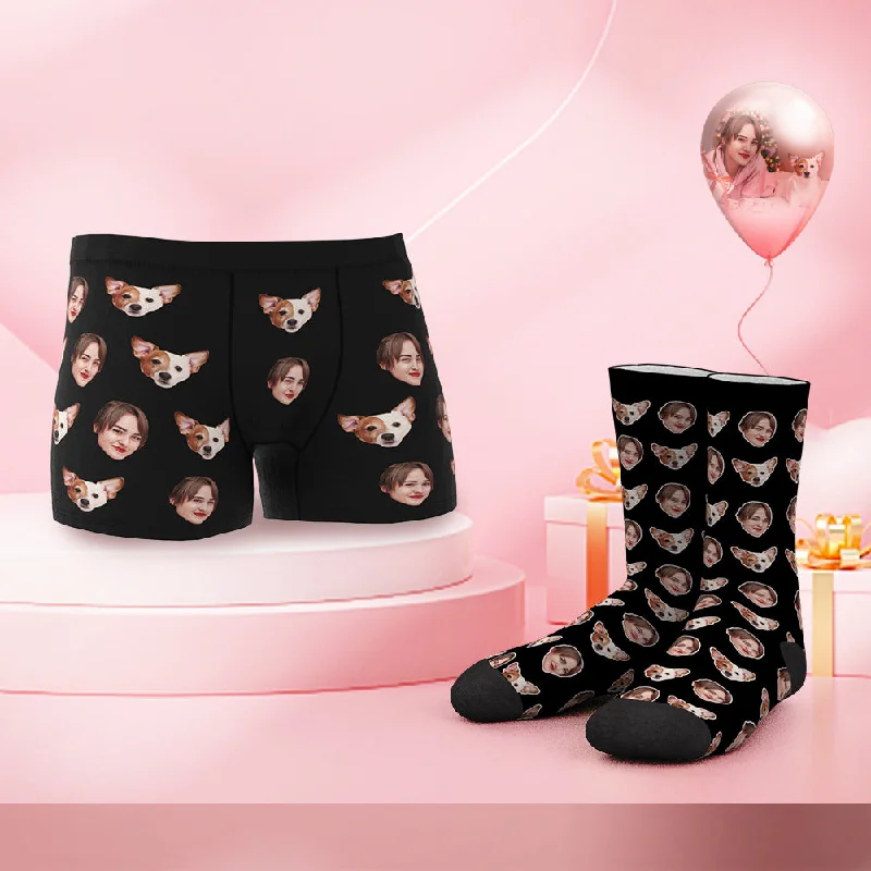 Custom Face Boxershorts Und Socken-set Du Und Ich