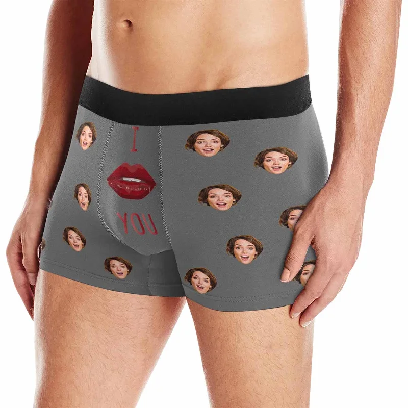 Custom Photo Boxer Briefs for Men Personalized Novelty Underpants with Wife's Face Gifts for Valentine for BF Husband