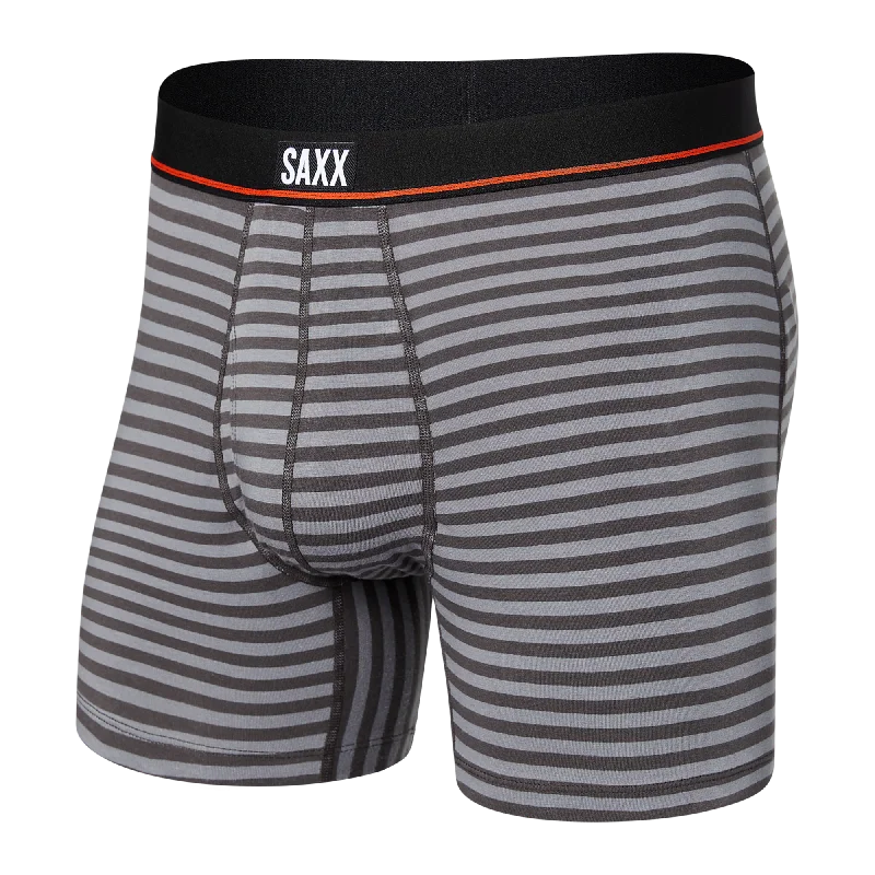 Saxx Non-Stop Stretch Cotton Boxer Brief Fly - Hiker Stripe Grey