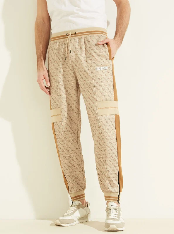 Eco Beige Blanco Marshall Logo Active Trackpants