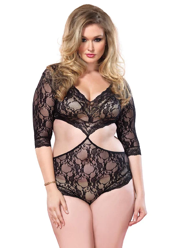 Leg Avenue  Floral Lace Deep-V Cut Out Teddy  81427Q